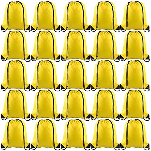 Image of KUUQA 50Pcs Yellow Drawstring Backpacks - Bulk Gym Sports Travel Bags