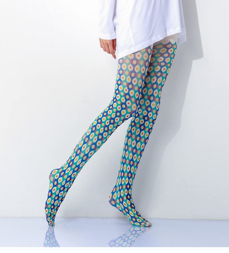 Image of Sahabowi Women Tights, Sheer High Waist Pantyhose, Vintage Control Top Stockings, Siwa opaque print1