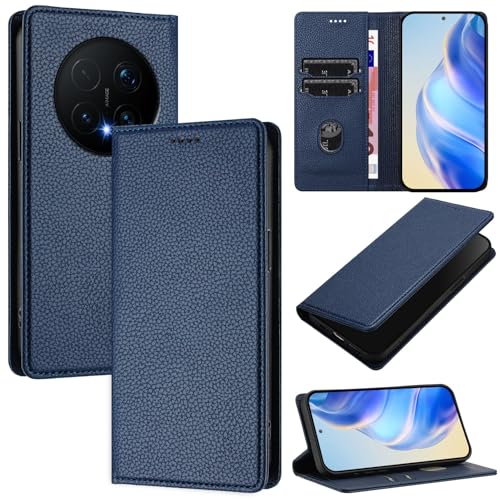 XINYEXIN Funda para Honor Magic 8 Pro / Magic8 Pro, Cuero Billetera Tipo Libro Folio Carcasa con Ranura Tarjeta Soporte Magnético Flip Case - Azul Oscuro