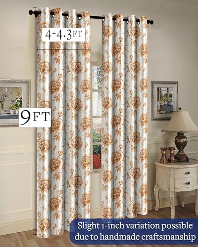 Image of Cloth Fusion Printed 100% Blackout Long Door Curtains 9 Feet Set of 2