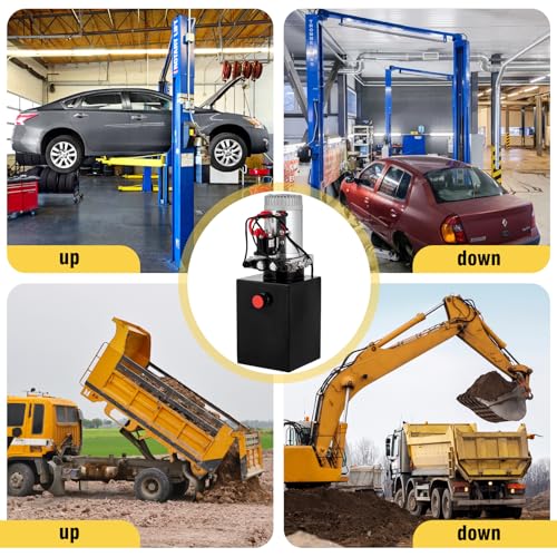 Image of Litake Double Acting Hydraulic Power Unit 12V 10.5 Quart Car Lift Hydraulic Pump Power Unit, Hydraulic Pumps with 10L Steel Tank, Car Lift Hydraulic Power Unit for Auto Repair