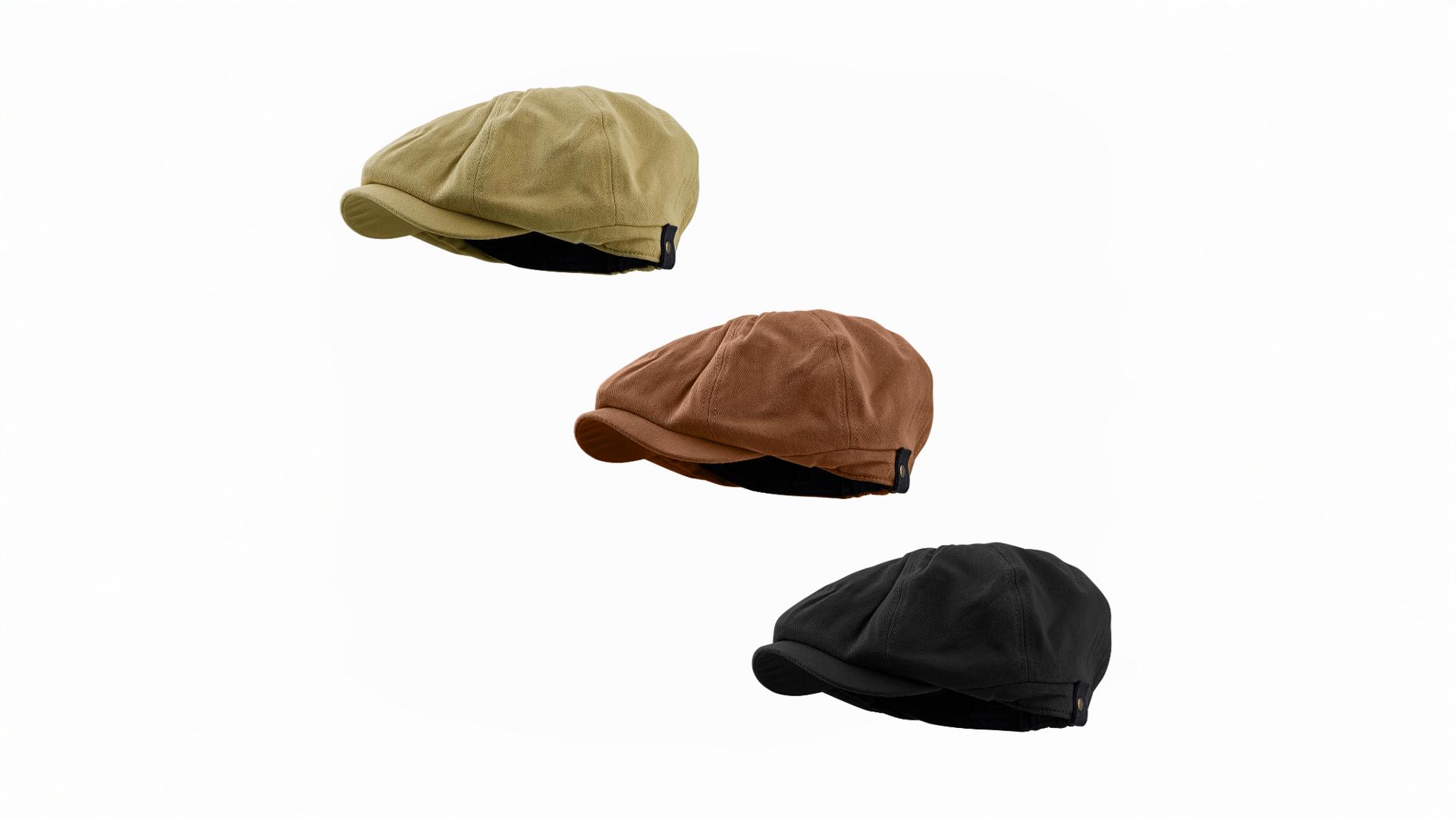 CLAPE Classic 8 Panel Cotton Newsboy Caps, Flat Scally Cap Ivy