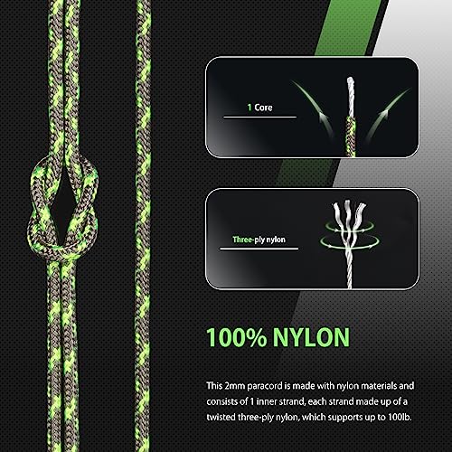 Abma Cord Paracord 100 lbs 2mm 100% Nylon 30M - Venomous, Multi Color-venomous, 30 Meters - Image 3