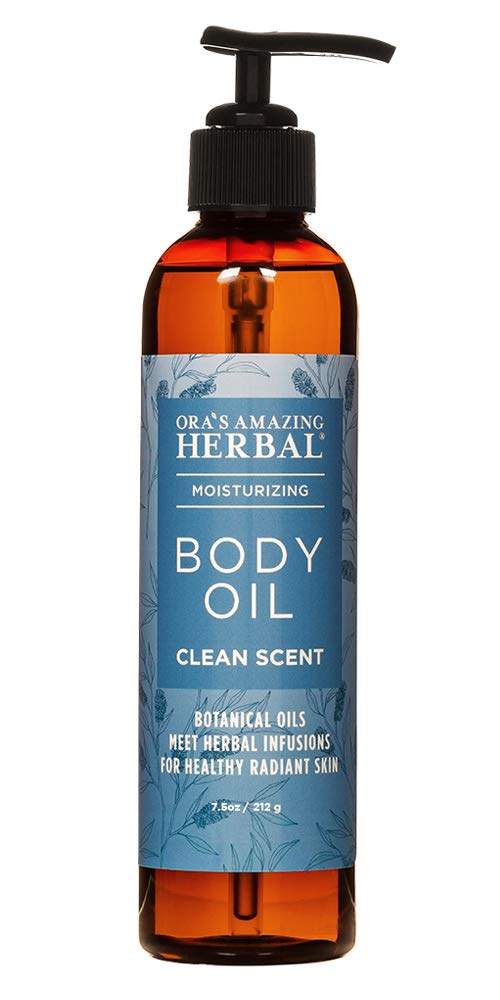 Ora's Amazing Herbal Clean Scent Body Oil, Body Oil for Men & Women, Dry Skin, Moisturizing Skin Oil, Eucalyptus & Lemongrass Essential Oils, Hydrating Massage Oil, Natural Skin Care