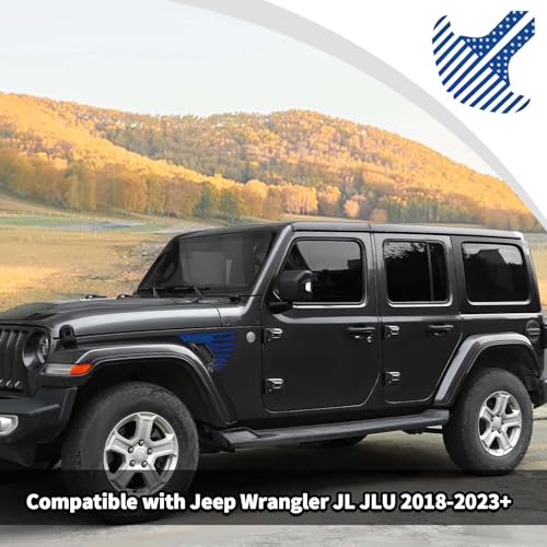 Image of Side Fender Vent Sticker US Flag Decals Vinyl Sticker Compatible with Jeep Wrangler JL JLU Gladiator JT 4xe 2025-2018 2pcs Blue