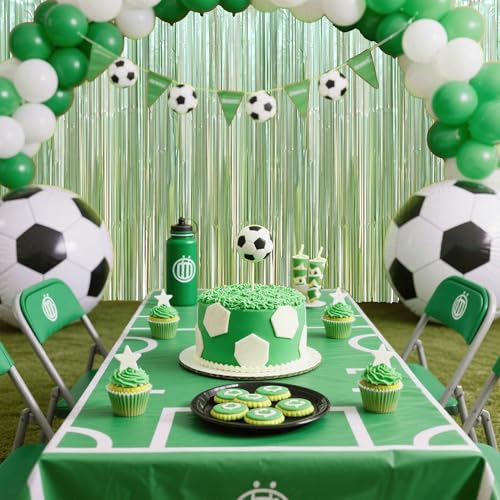 Image of TONIFUL 3Pcs Sage Green Door Streamers,Green Photo Booth Backdrop,Metallic Streamers Green Foil Fringe Curtains for Birthday,Christmas,New Year,Bachelorette Party Decorations