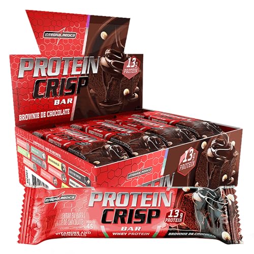 Integralmedica - Barra de Proteína Whey Protein Crisp Bar Brownie de Chocolate - Snack Proteíco Baixa Caloria, Aumenta a Saciedade - Pré e Pós-Treino - Display com 12Un