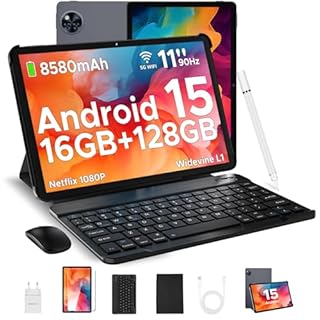 DOOGEE U11 2025 Neueste Android 15 Tablet mit Tastatur, 16GB RAM + 128GB ROM (2TB TF) Gaming Tablets 11 Zoll, 8580mAh | Widevine L1 | GPS | OTG, Tablet mit Stift, Maus, Tastatur, Hülle, Schutzfolie