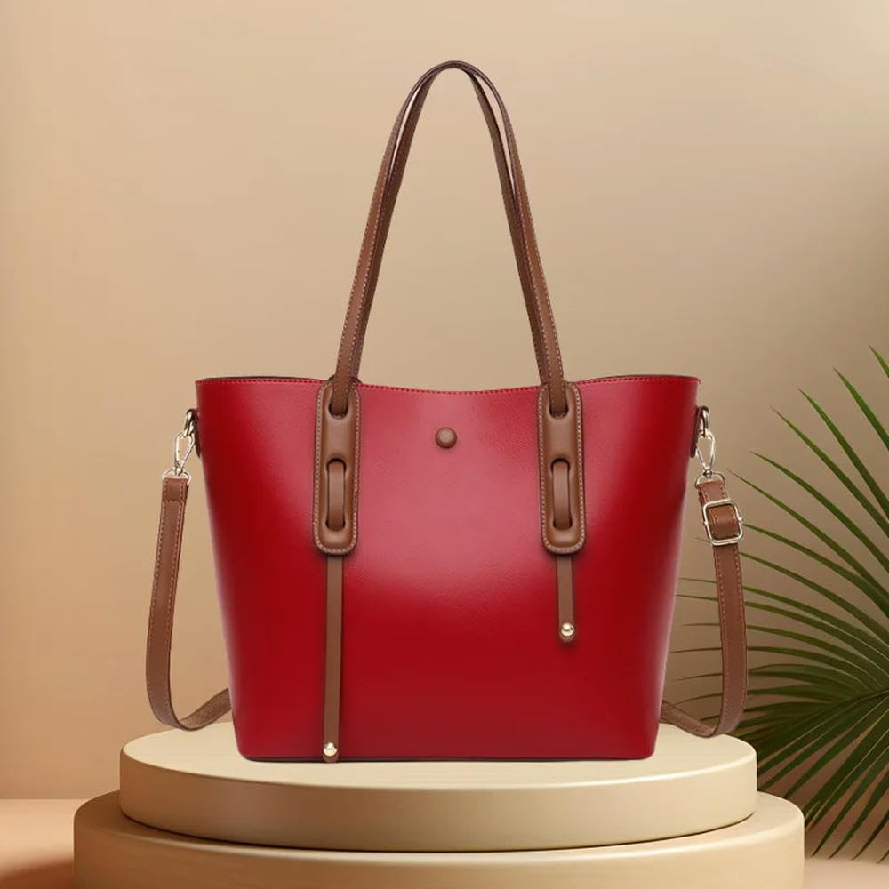 Bolsos de Mano de Lujo de Cuero auténtico para Mujer, Bolsos de Mano para Mujer, Bolso Grande con asa Superior, Bolso Grande de Tendencia para Oficina, Bolso Cruzado para Mujer