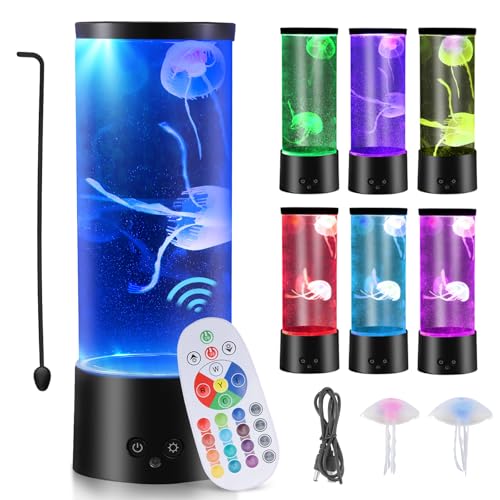 Strixorn Lámpara LED de medusas con 17 colores, lámpara de lava, medusas, acuario, lámpara de estado de ánimo con mando a distancia, luz nocturna, decoración del hogar, dormitorio, oficina, regalos
