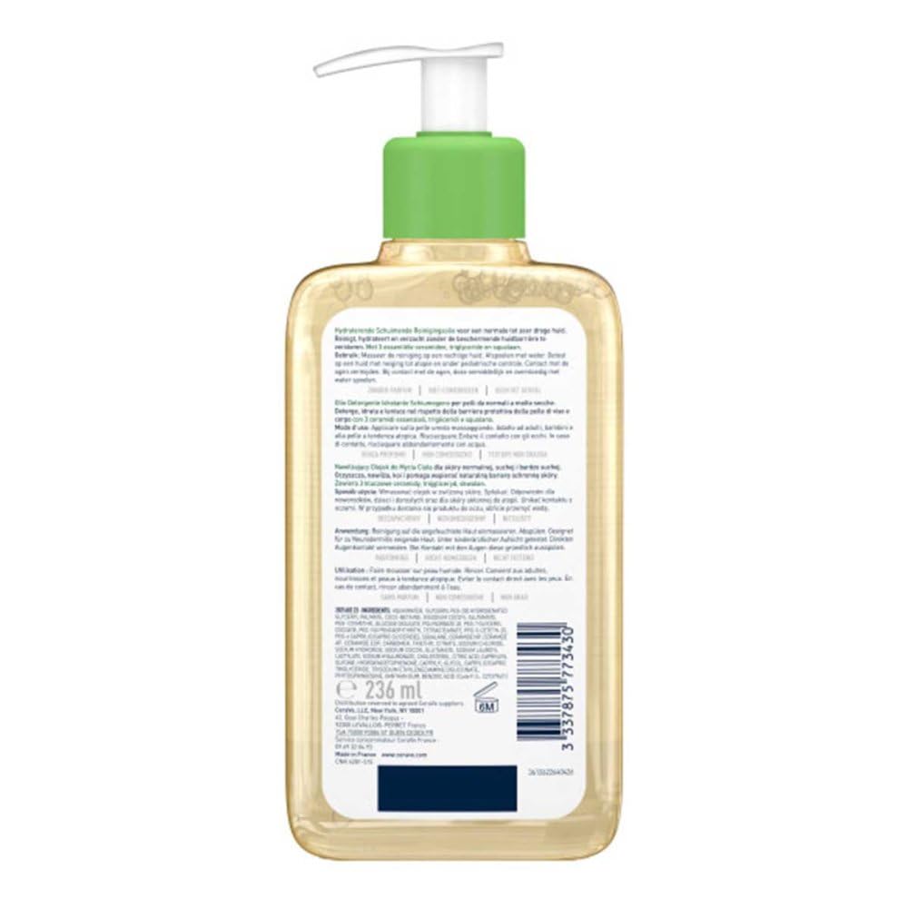 Olio Detersivo Idratante Schiumogeno 236 ml per Viso e Corpo - Deterge e Idrata senza Seccare la Pelle, Adatto a Tutti i Tipi di Pelle