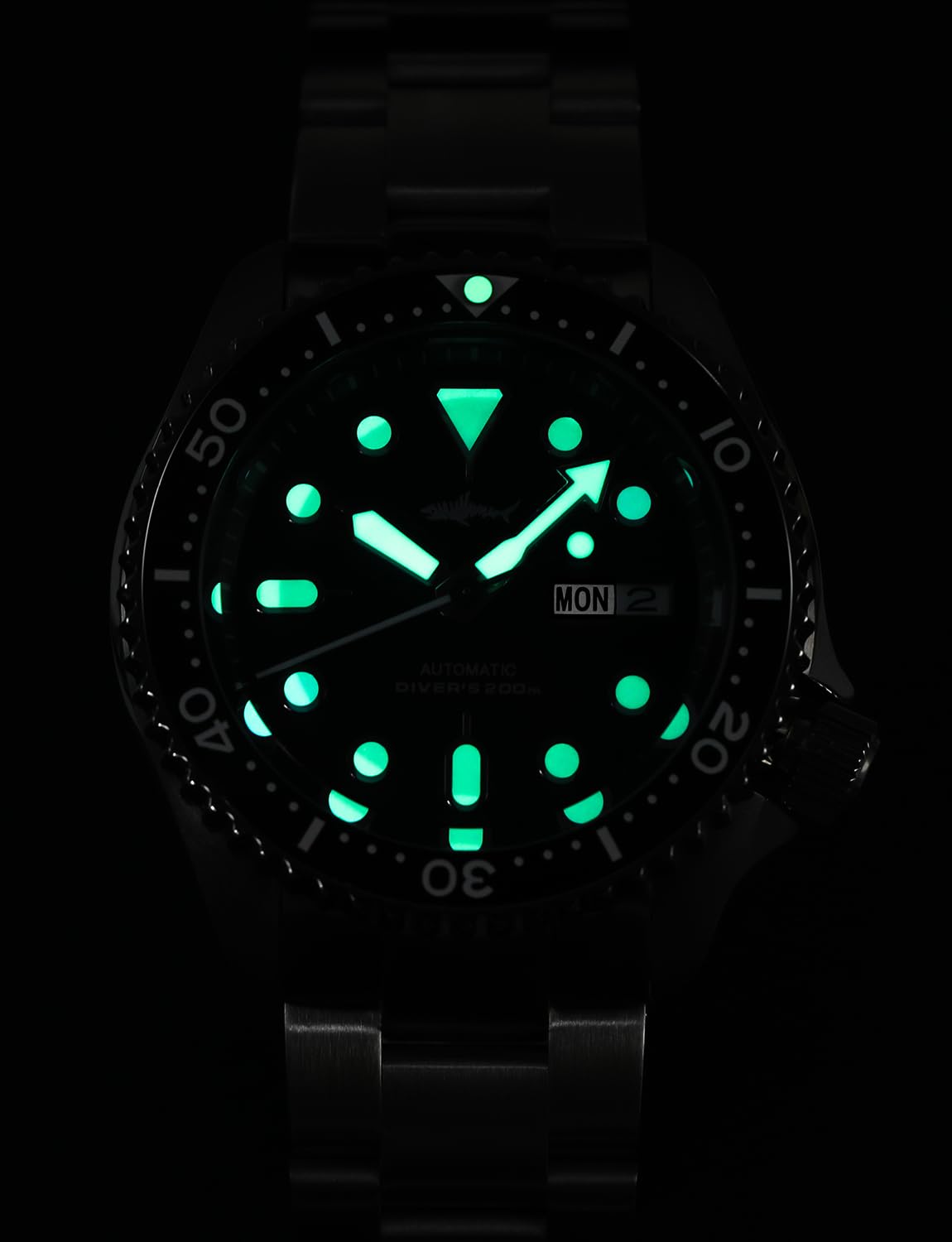TACTICAL FROG Heimdallr SKX007 Montre pour homme, mouvement NH36A saphir cristal 200 m Montres automatiques C3 lumineuses, cadran de 42 mm