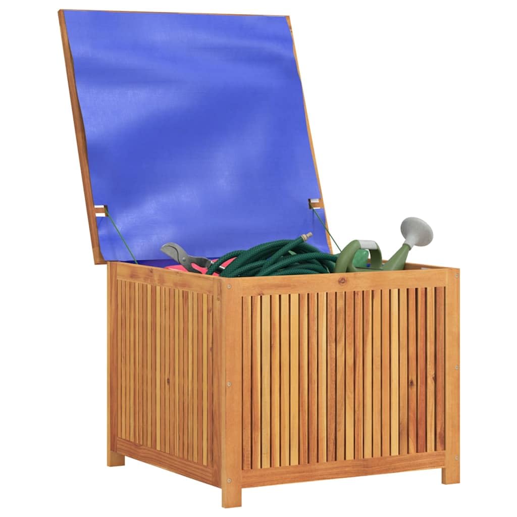 Gartenbox aus Massivholz Akazie 75x75x58 cm mit wasserfestem Innenbeutel für Außen- und Innenbereich, robuste Aufbewahrungstruhe für Möbelkissen, Decken und Spielzeug,