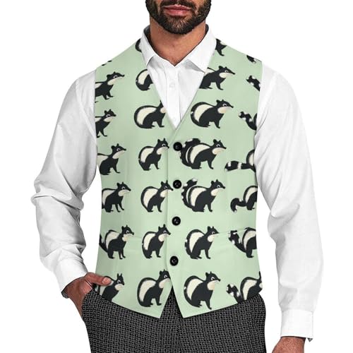 Skunk Men's Suit Vests Business Formal Dress Vest V-Neck Waistcoat for Wedding Casual