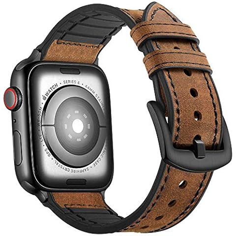 Mifa Compatible with Apple Watch Band 41mm 40mm 38mm Series 9 8 7 6 SE 5 4 3 Hybrid Sports Leather Vintage Dressy Bands Dark Brown Replacement Straps Sweatproof iwatch Nike Space Black Cover