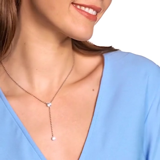 Amazon.com: Swarovski Stilla Attract Y necklace, Round cut, Blue