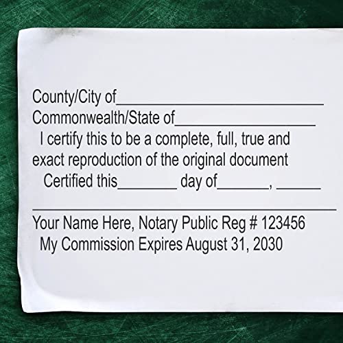 Personalized Self Inking Certified Copy Stamp, Notary Certified Copy Stamp Customized with Your Info, Self Inking, Press and Print, Available in 11 Ink Colors