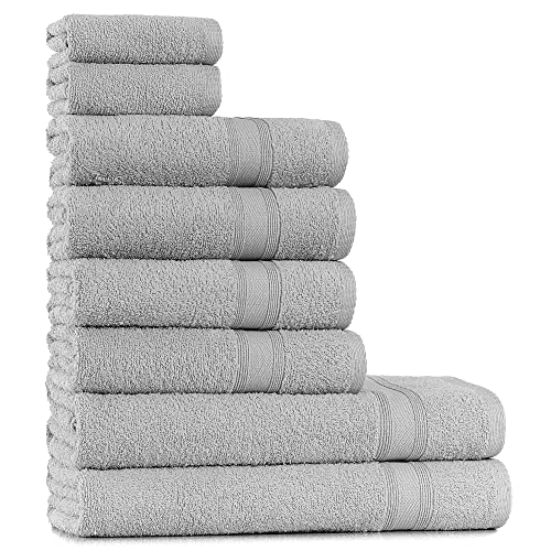 Tuiste Handtücher Set Silbergrau Hellgrau |{4dcb81a6ffc5b4b43abf2ce792942681de58055ac8a4c1cc6e7b65363e17da91}100 Baumwolle Handtuch Set 8 Teilig | 2X Badetücher (70x140), 4X Handtücher (50x90), 2X Gästetücher (30x50) | Weich und Saugstark | Farbe : Silbergrau Tuiste Handtücher Set Silbergrau Hellgrau |{4dcb81a6ffc5b4b43abf2ce792942681de58055ac8a4c1cc6e7b65363e17da91}100 Baumwolle Handtuch Set 8 Teilig | 2X Badetücher (70x140), 4X Handtücher (50x90), 2X Gästetücher (30x50) | Weich und Saugstark | Farbe : Silbergrau
