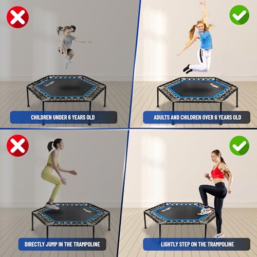 Image of Yes4All Rebounder Trampoline for Adults, 48-Inch, 350 LBS Stable & Silent Exercise Trampoline for Rebounding, Jumping Cardio