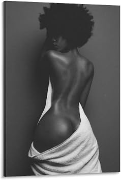 MQISNOHA African American Black Black Womans Sexy Back Wall Art Poster Wall Art Paintings Canvas Wall Decor Home Decor Living Room Decor Aesthetic 24x36inch60x90cm Frame-style