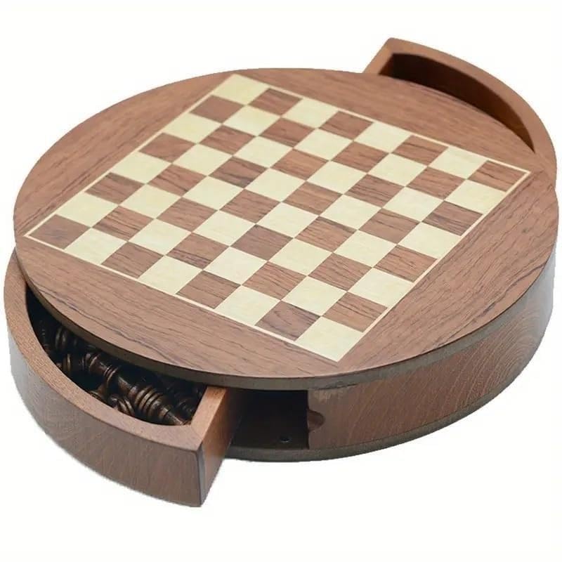 Schachspiel mit tragbarem Holzschachbrett mit Stauraum Schach