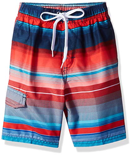 Kanu Surf boys Reflection Quick Dry Upf 50+ Beach Swim Trunks, Horizon Navy/Red, 18-20 US