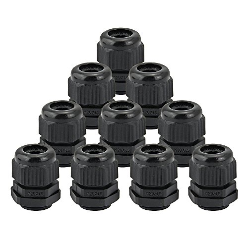 JTDEAL 10Pcs Presse-étoupes, Glandes de Câbles en Nylon IP68 Étanche M20 x 15 Glandes 6u009612 mm Connecteur de Câble pour la Maison/Jardin/Éclairage d'extérieur Câble(Noir)