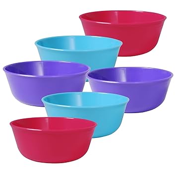 WONDER Sigma 300 Microwave Safe Multipurpose Plastic Bowl Set, 6 pc Mixing Bowl 300 ml, Red Blue Violet Color