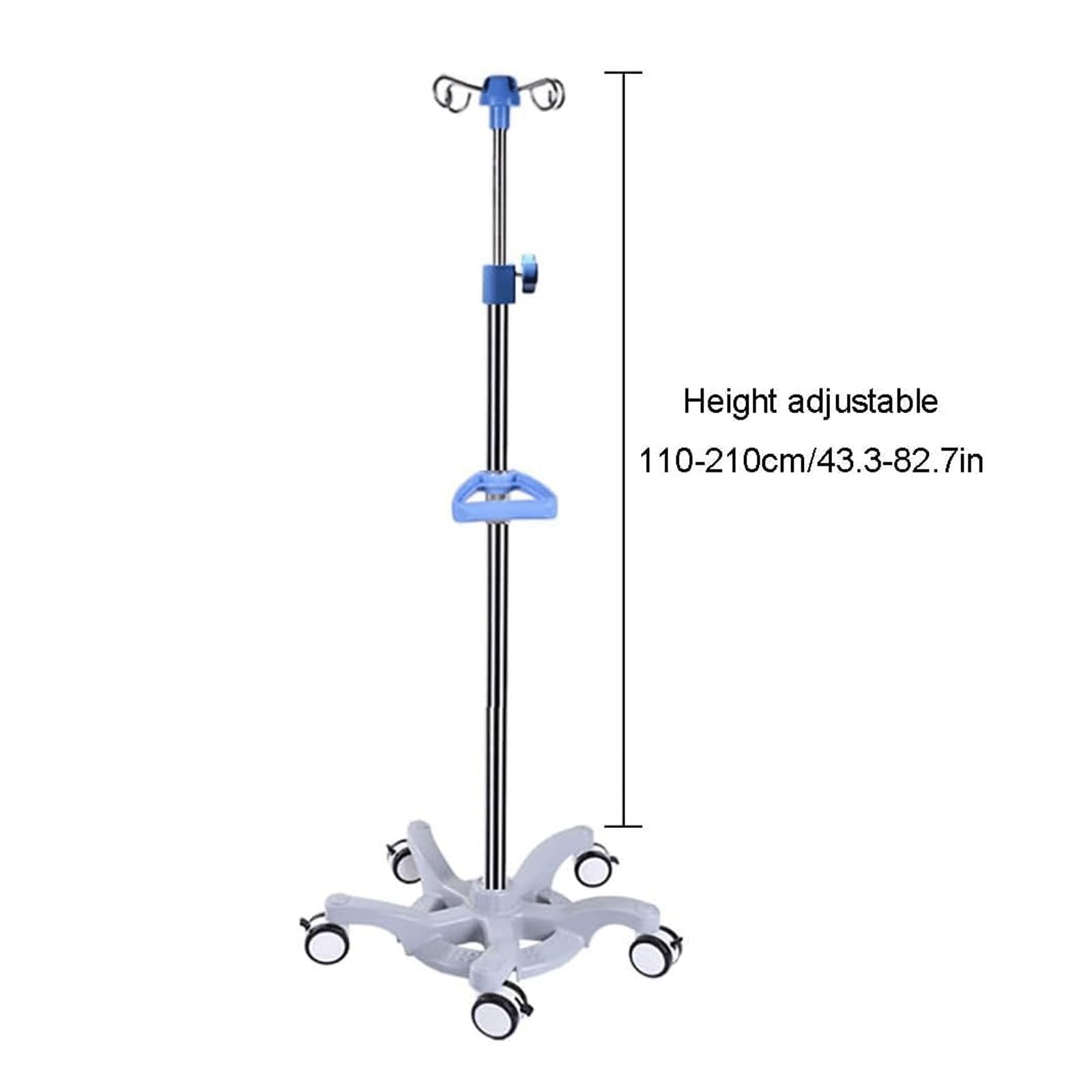 Stojak na kroplówkę ze stali nierdzewnej z 2 haczykami i 2 uchwytami na butelki. Stojak na pompę infuzyjną do opieki domowej, szpitali, klinik i podróży.