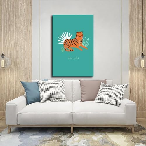 Leinwand-Poster, Motiv: Kleiner Tiger, Wildkind, Wandkunst, Dekor, Bild, Gemälde für Wohnzimmer, Schlafzimmer, Dekoration, 20 x 30 cm