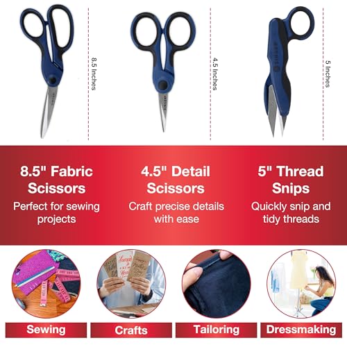 Image of SINGER ProSeries Sewing Scissors Bundle, Fabric, Detail & Snips, 3 Count