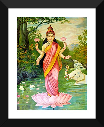 Image of Tallenge Lakshmi Raja Ravi Varma Mythology Collection Small Framed Poster (Paper, 12 x 18 inches)