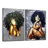 African Black Women Wall Art African American Canvas Wall Art Black Girl Poster African Wall Art Decor Artwork Abstract Contemporary Canvas Prints For Bedroom Afro Black Painting Home Decor UNFRAMED