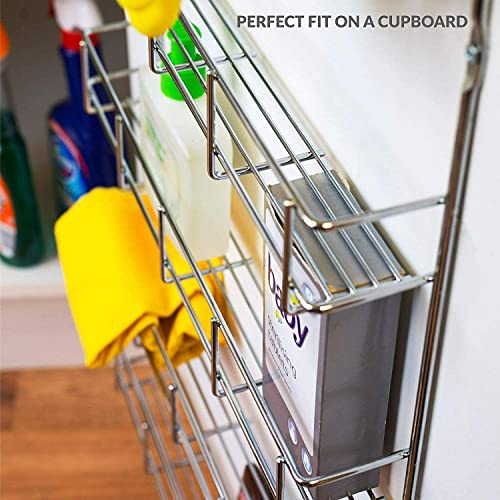 Image of andrew james 1 /2 /3 /4 /5 Spice Rack Organiser - No Assembly Needed | Chrome Hanging Spice Shelf for Inside Cupboard Door or Wall Mounted | Kitchen Organiser (5-Etage)