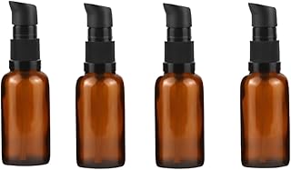 4 botellas vacías de loción de vidrio ámbar d...