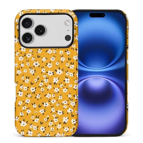 Coque iPhone 17 Pro résistant aux chocs protection TPU fleurs jaune
