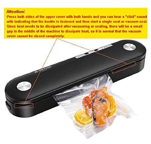 Vacuum Sealer Machine for Food Saver Storage, Automatic Food Sealers Vacuum Packing Machine Seal a Meal with 10 Vacuum Sealer Bags Starter Kit/Led Indicator Light/Dry & Moist Modes Food Preservation