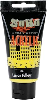 Soho Urban Artist Heavy Body Acrylic Paint - 75 ml Tube - Lemon Yellow - Thick, Rich Color, Excellent Coverage, Professional Quality - Artists Acrylic Paint