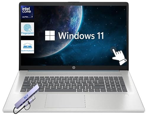 HP �^�b�`�X�N���[�� 17.3�C���` �r�W�l�X�m�[�g�p�\�R�� 16GB RAM 1TB SSD Intel Core Ultra 7 255U (12�R�A)�AWindows 11 Home�A�w�䃊�[�_�[�A�o�b�N���C�gKB�A�e���L�[�A�h�b�L���O�X�e�[�V����