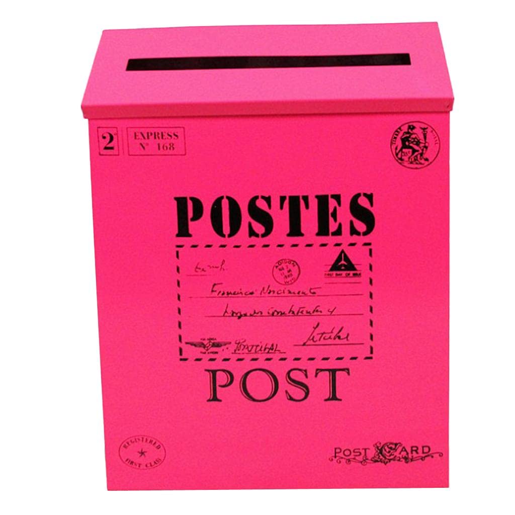 CALANDIS™ Vintage Galvanized Mailbox Letterbox Postbox Newspaper Holder Box Rose Red | Key & Letter Holders | Home Dacor-image-48