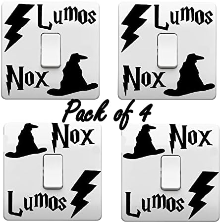 Pack of 4 Fun 'Lumos' 'Nox' on/Off Light Switch Sticker Wall Vinyl ...