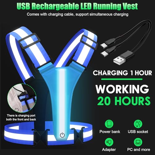 image for SAWNZC LED Reflective Vest Running Gear, 5 Colors Lights Up Running Ve