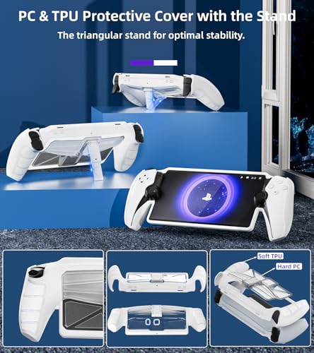 QUAGGY 3-in-1 Accessoris Kit Compatible with Playstation Portal, EVA Carrying Case for PS Portal with Silicone TPU&Hard PC Clear Protective Cover