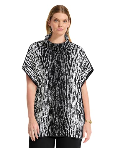 Image of Anne Klein Women's Cape Sleeve Mockneck Animal Print Tunic Top