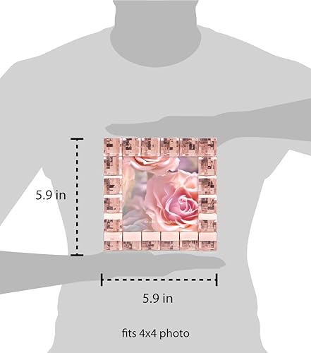 Miniatura 3 de Isaac Jacobs Portarretratos decorativo con joyas brillantes, exhibición de fotos y decoración del hogar (4 x 4, rubor)