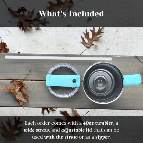 Practical Pours 40Oz Insulated Tumbler Mug With Handle For Water, Coffee, Cold And Hot Drinks | Double Wall Stainless Steel Design, Wide Straw, Adjustable Lid | Easy To Clean, Bpa Free, Sky Blue #TOP3