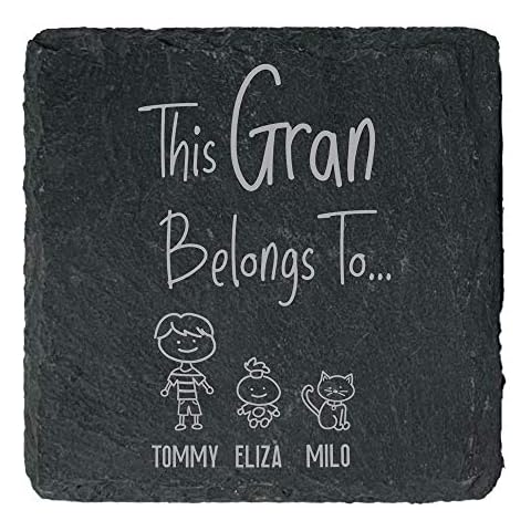 Personalised Square Slate Coaster for Grandma Cover