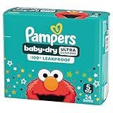 Pampers Diapers - Baby Dry - Size 5, 24 Count, Absorbent Disposable Infant Diaper (Packaging May Vary)