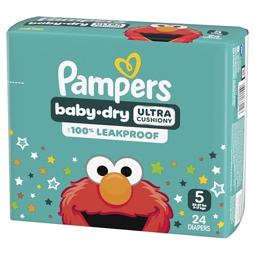 Pampers Diapers - Baby Dry - Size 5, 24 Count, Absorbent Disposable Infant Diaper (Packaging May Vary)