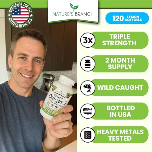 Image of Triple Strength Omega 3 Fish Oil for Heart Health, Brain & Eyes - Burpless